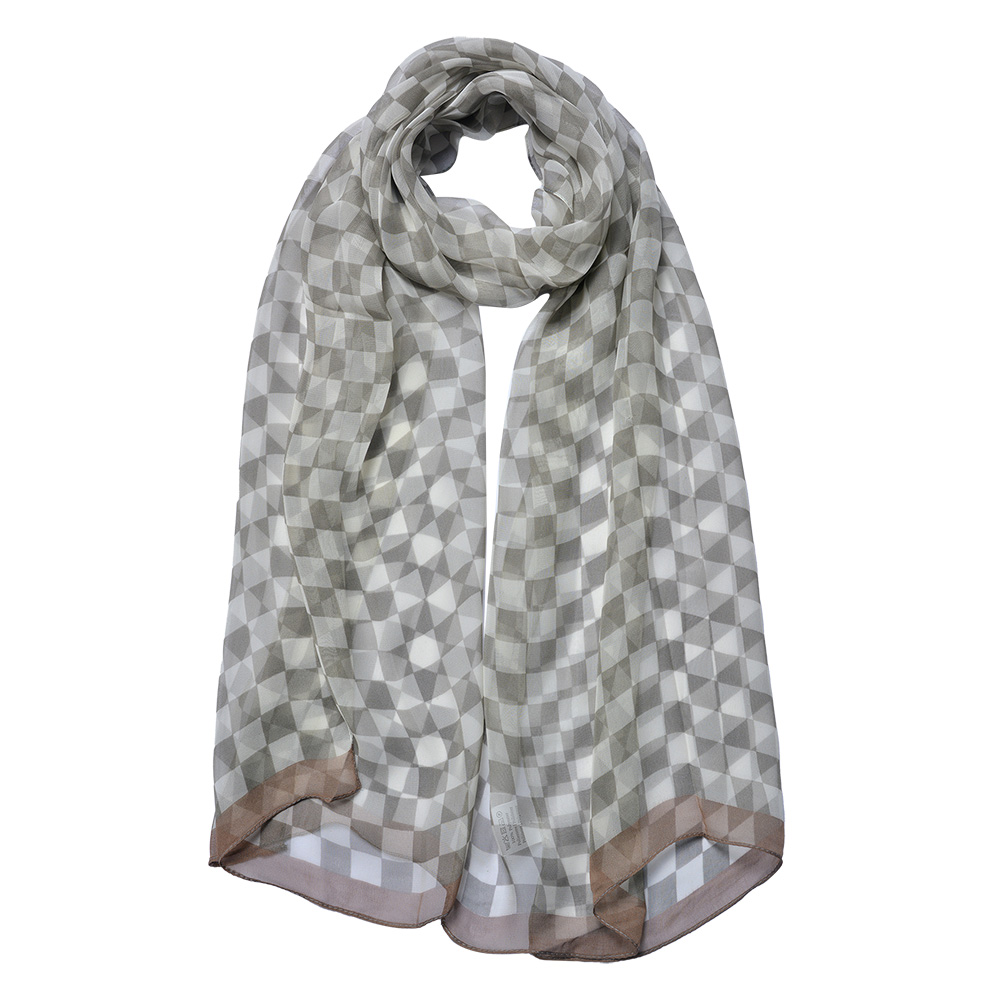 Foulard Donna Stampato Cachi 50x160 cm