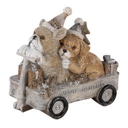 [6PR4637] Weihnachtsdeko Standbild Hunde Grau, Beige, Weiß 10x6x9 cm