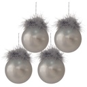 Christmas Bauble Silver, White set 4 Ø 8x8 cm