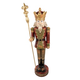 [5MG0081] Weihnachtsdeko Nussknacker Rot Goldfarbig 35x30x135 cm