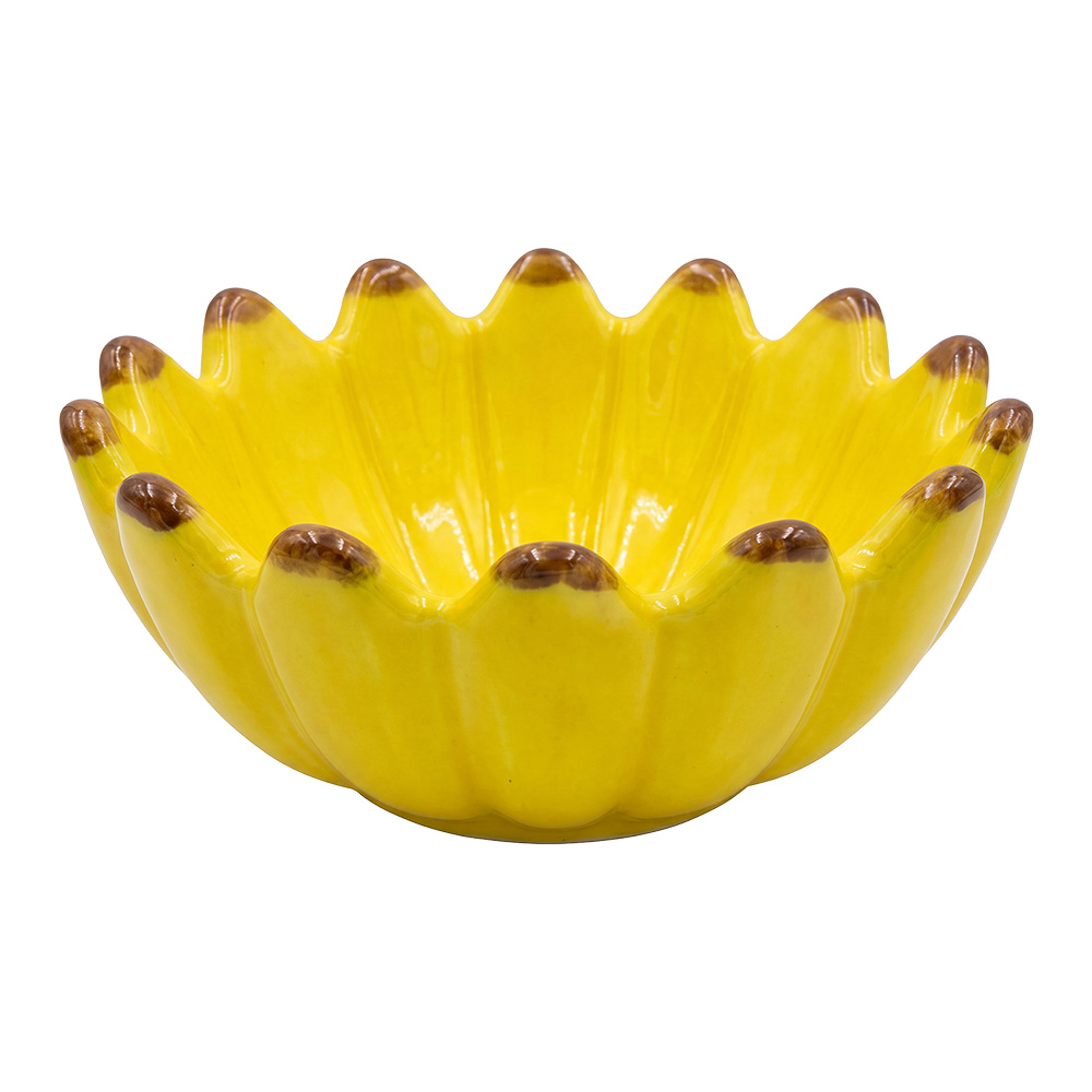 Dekorative Schale Blume Gelb Braun Ø 14x8 cm