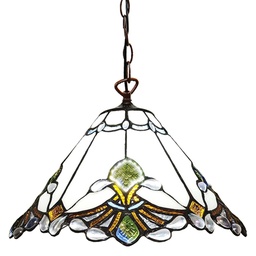 [5LL-6184] Lampada a Sospensione Tiffany beige, Marrone Ø 31x107 cm E27/max 1x60W