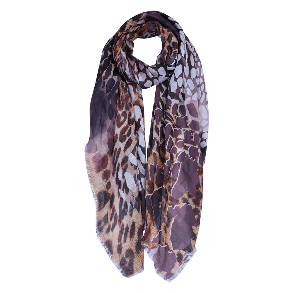 Foulard femme impirmée Marron 90x180 cm