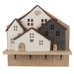 [66307] Kapstok met vilten huizen 40x13x40 cm
