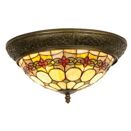 [5LL-5355] Lampe de plafond Tiffany Beige, Rouge Ø 38x19 cm E14/max 2x40W