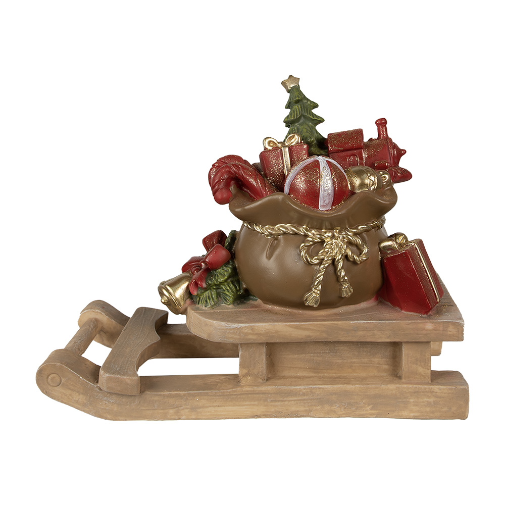 Decoratie kerstcadeaus op slee 38x16x29 cm