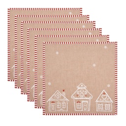 [GBB43] Serviettes de table en coton (set de 6) Marron Blanc 40x40 cm
