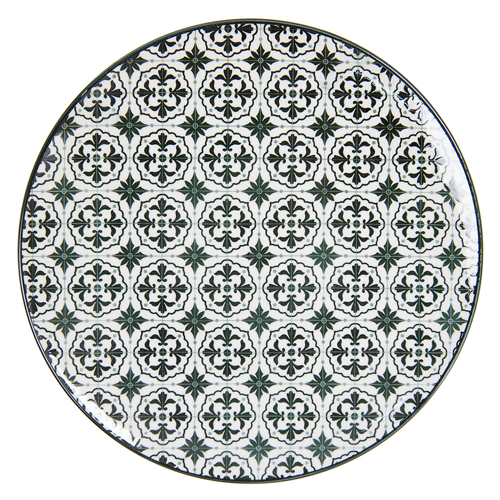 Geschirr Essteller Schwarz Weiß Ø 26x2 cm
