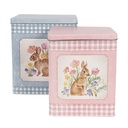 Scatola di Latta Blu Rosa (2) 21x15x25 / 18x13x22 cm