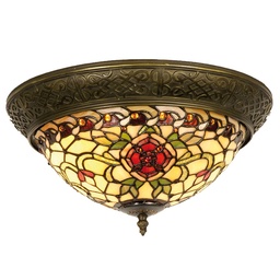 [5LL-5356] Lampe de plafond Tiffany Rouge, Vert Ø 38x19 cm E14/max 2x40W