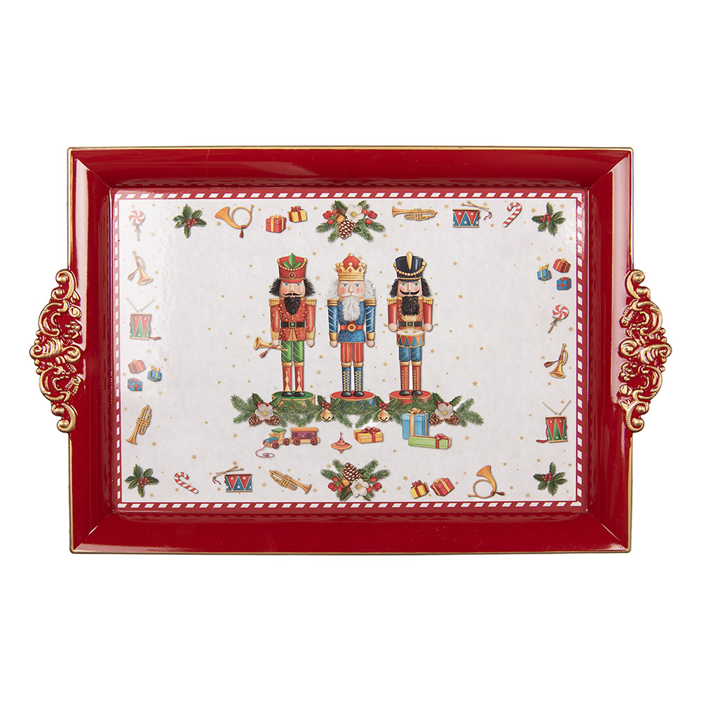 Plateau décoratif Rouge Blanc 41x26x3 cm