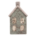 Tealight Holder Christmas House Green Pink 8x7x14 cm