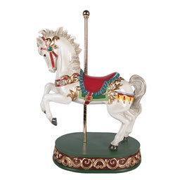 [6PR6132] Deko Pferd Weiß Rot 30x19x40 cm