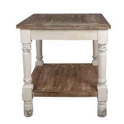 [5H0695W] Tisch Weiß Braun 80x80x85 cm