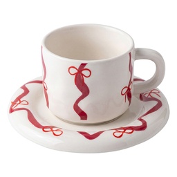 [6CEKS0146] Tasse et soucoupe Blanc Rouge