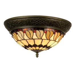 [5LL-5547] Lampe de plafond Tiffany Beige, Marron Ø 38x19 cm E14/max 2x40W