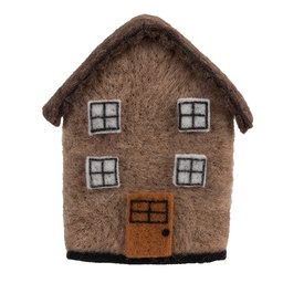 [66297] Maison en Feutre Marron Blanc 12x7x14 cm