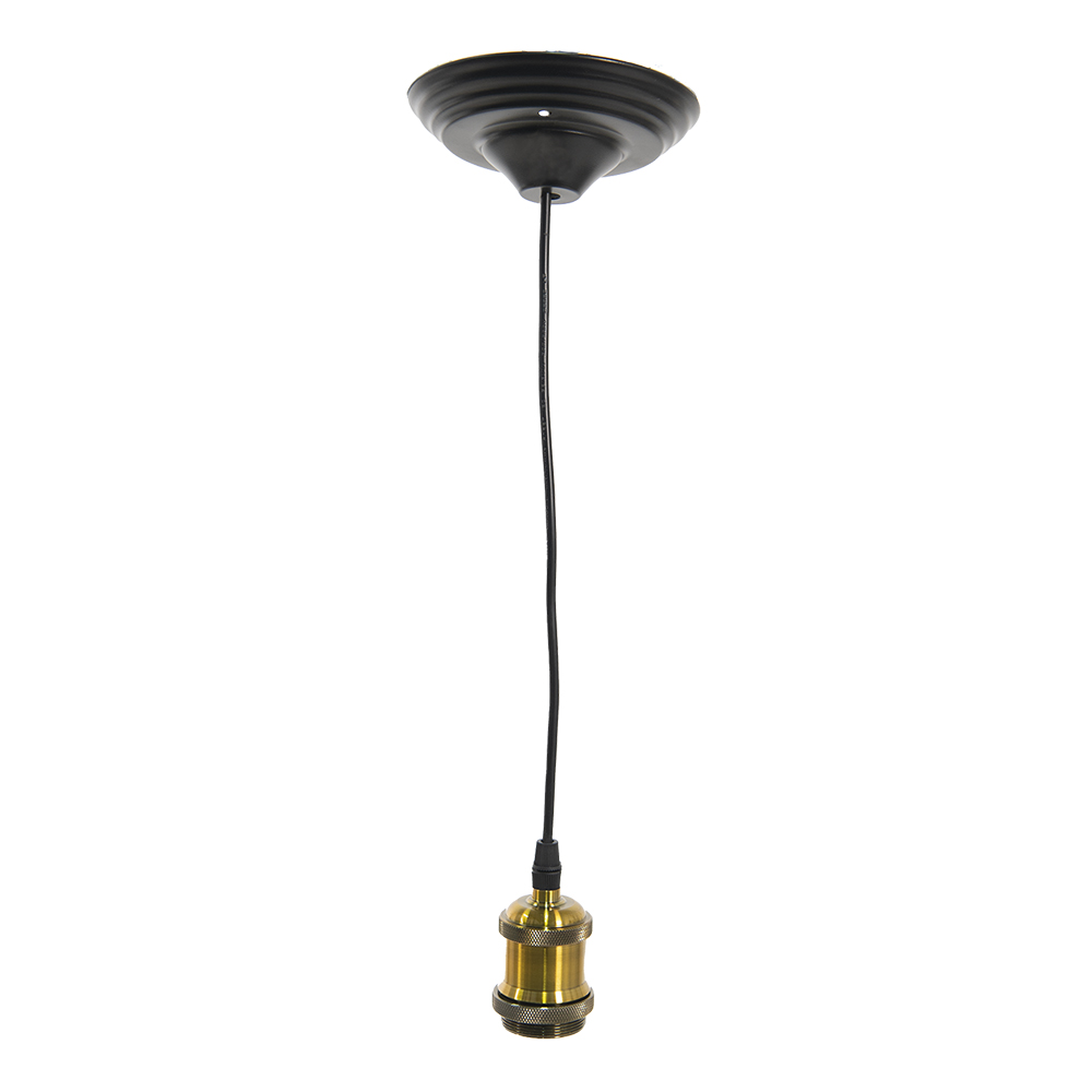 Kabelpendel Goldfarbig, Schwarz Ø 14x150 cm E27/max 1x60W