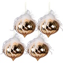 Christmas Bauble Gold, White set 4 Ø 12x12 cm