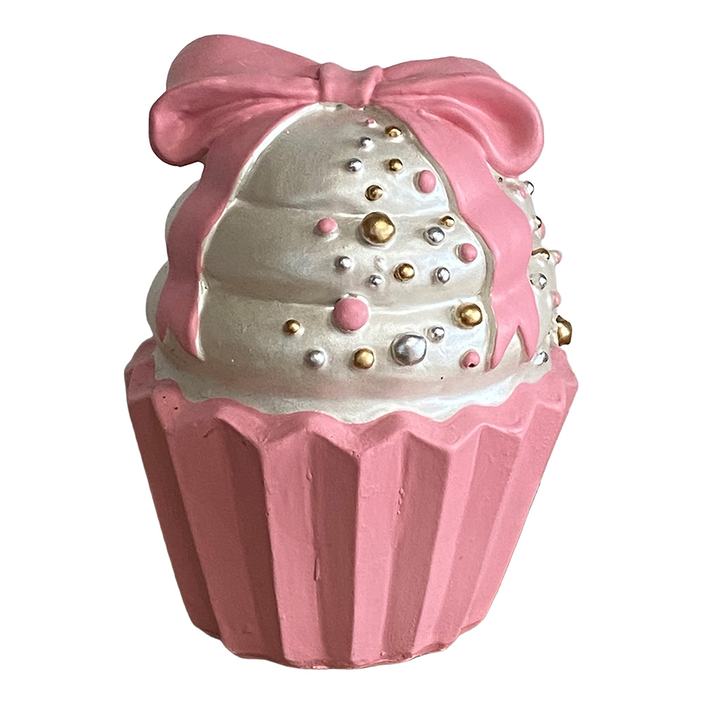 Dekoration Cupcake Rosa Weiß Ø 9x12 cm