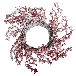 [50916] Decorazione Natalizia Ghirlanda Bianco Rosso Ø 55x10 cm