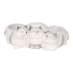 [6CE2132] Pot de fleur Chats Gris 27x16x10 cm