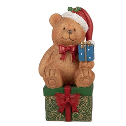 [6PR6306] Deko Bär Braun Grün 14x14x25 cm