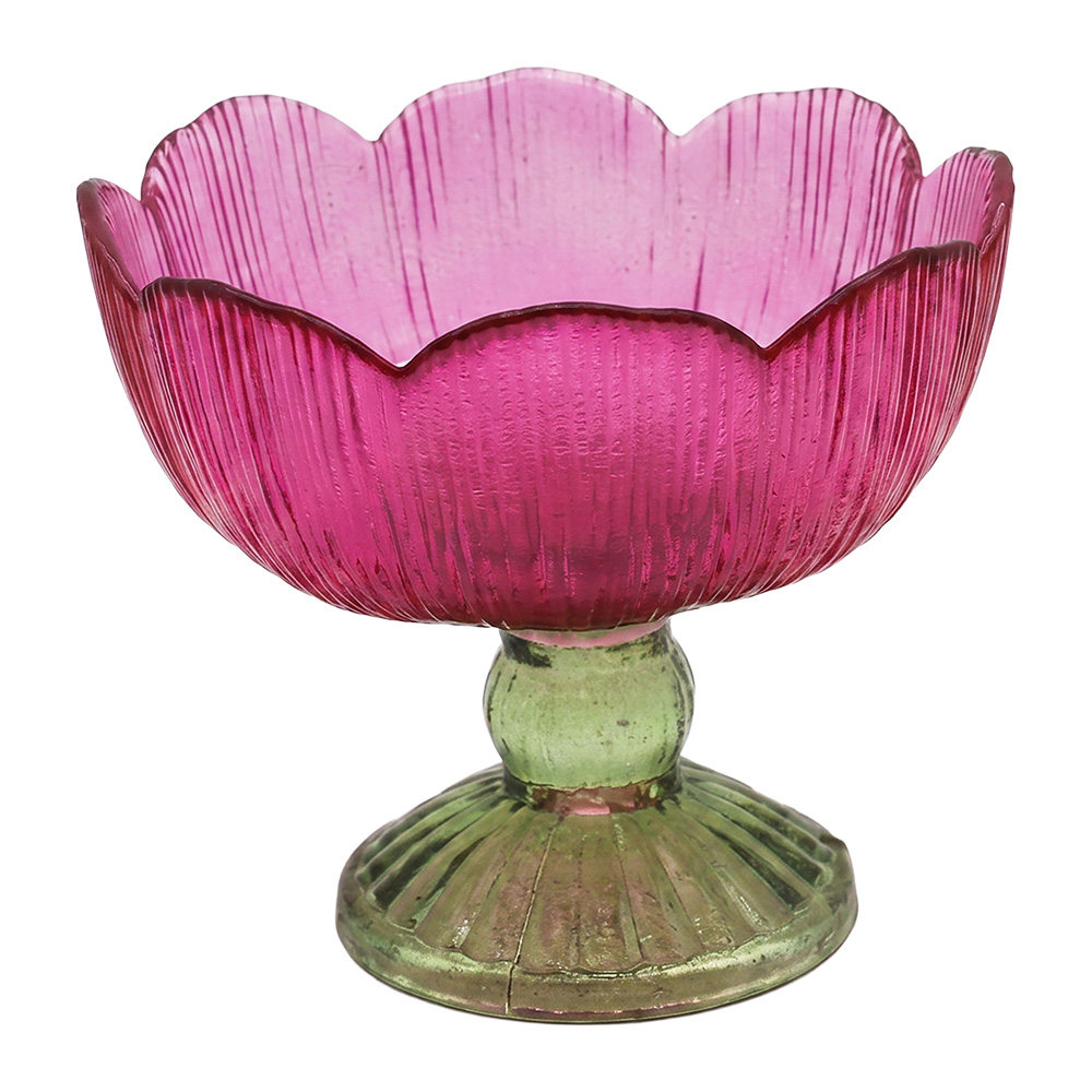 Glass Tea Light Houder Pink Green Ø 17x13 cm