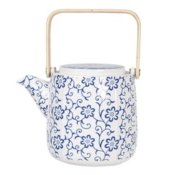 [6CETE0094] Teekanne mit Sieb Blau Weiß 16x11x12/20 cm / 800 ml