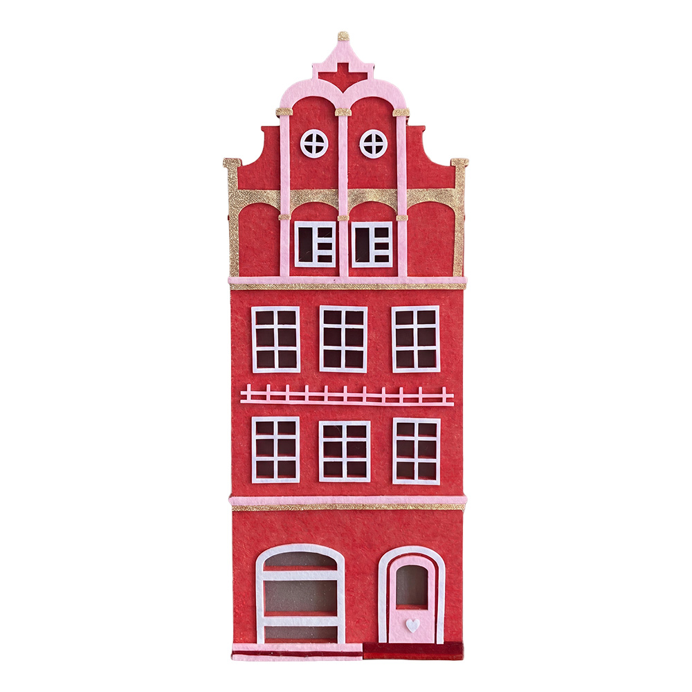 Decoration House Red White 18x12x50 cm