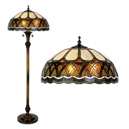 [5LL-5449] Tiffany Stehlampe Braun, Beige Ø 56x164 cm E27/max 3x60W