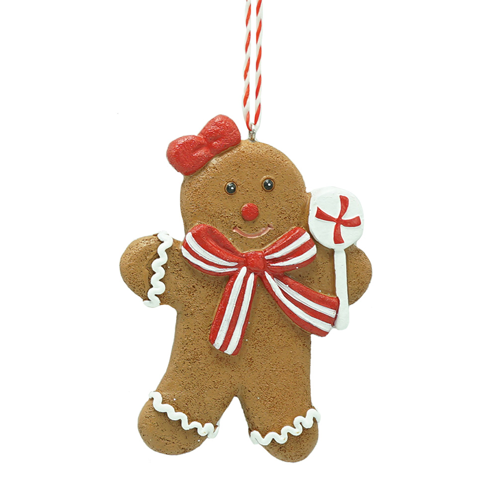 Anhänger Lebkuchenmännchen Braun Weiß 8x1x10 cm