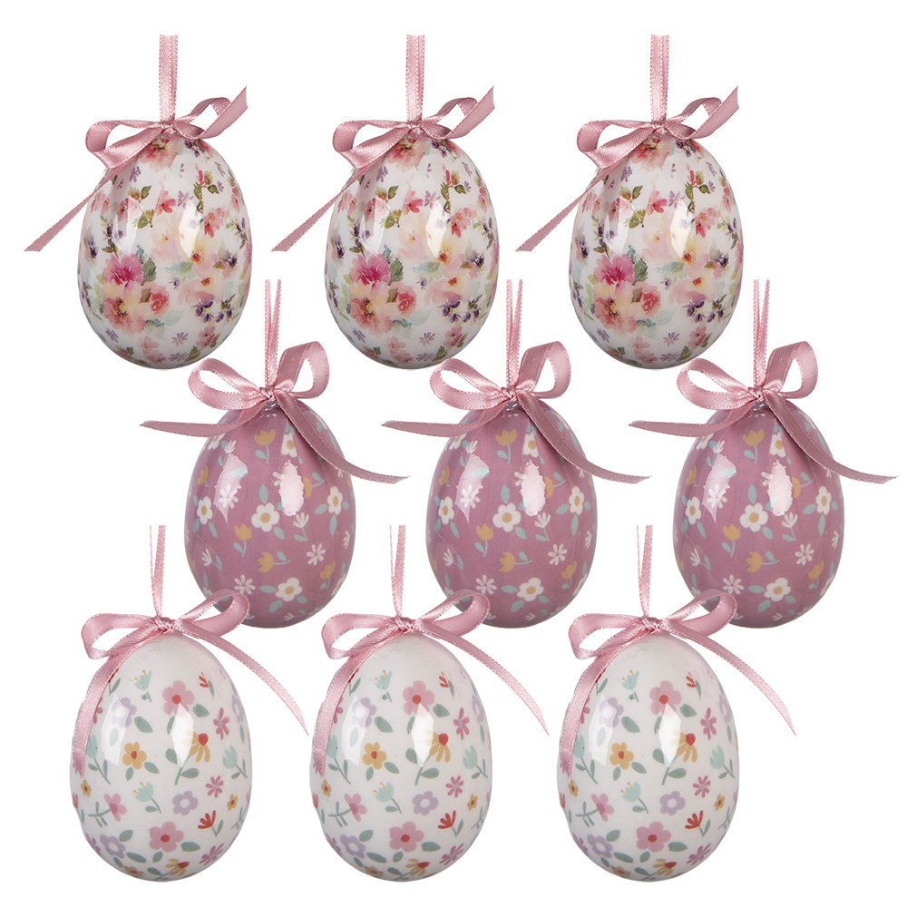 Decoratie hanger ei (set 9) Ø 5x8 cm