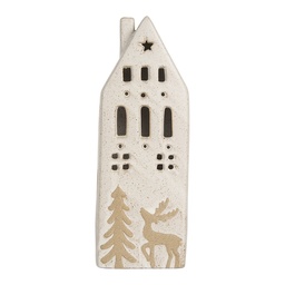 [6CE2175L] Decoratie huisje met LED 9x7x24 cm