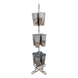 [5Y1476] Porte-plantes debout Gris Bleu Ø 55x183 cm
