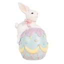Décoration Lapin sur uf Blanc Bleu 9x9x17 cm