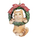 Décoration pendentif Chat Marron Vert 6x5x9 cm