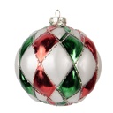 Christmas Bauble White Red Ø 10x10 cm