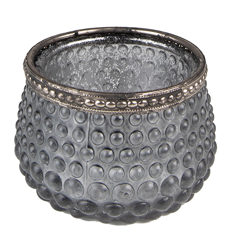 Glass Tea Light Houder Grey Ø 8x6 cm