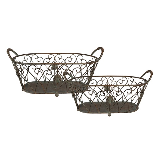 Ijzeren mand (2) 60x30x26 / 49x23x22 cm