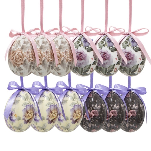 Decoratie hanger ei (set 12) Ø 4x5 cm