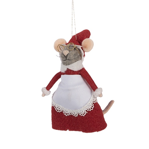 Decoratie hanger vilten muis 8x6x14 cm