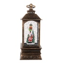 Decoratie lantaarn met kerstman 8x8x20 cm / 3xAAA