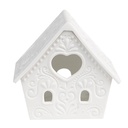 Kerzenhalter Weihnachten Häuschen Weiß 9x7x8 cm
