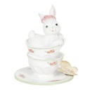 Decoratie konijn in kopje 12x12x15 cm