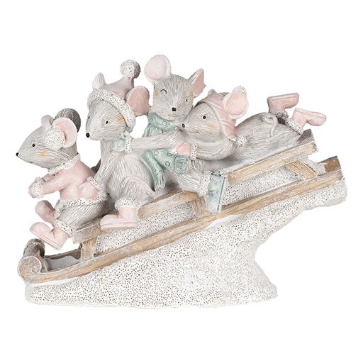 Decoratie muizen op slee 15x5x11 cm