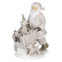 Decoratie kerstman met kar 12x8x15 cm