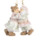 Decoratie hanger kerstman met kerstvrouw 7x4x8 cm