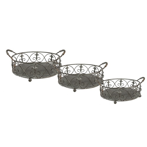 Ijzeren mand (3) 45x39x16 / 37x32x15 / 31x26x13 cm