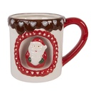 Becher Weiß Rot 14x10x10 cm / 375 ml